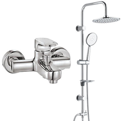 ECA Zafir Banyo Bataryası+T-MAY Banyo Bostan Oval Tepe Duş Takımı Seti Paslanmaz Krom | Decoverse