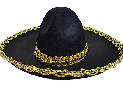  himarry Altın Renk Şeritli Meksika Mariachi Latin Şapkası 55 cm Çocuk | Decoverse