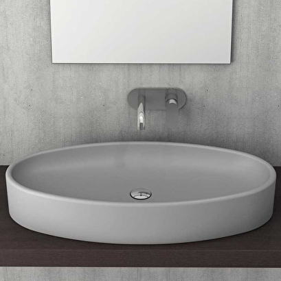 Vessel 1014-006-0125 Elips Çanak Lavabo 85 Cm Mat Gri | Decoverse