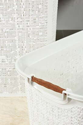 İronika 5 Parça Kirli Çamaşır Sepeti Çöp Kovası Klozet Fırçası Banyo Tuvalet Klozet Takımı Çeyiz Seti Beyaz | Decoverse