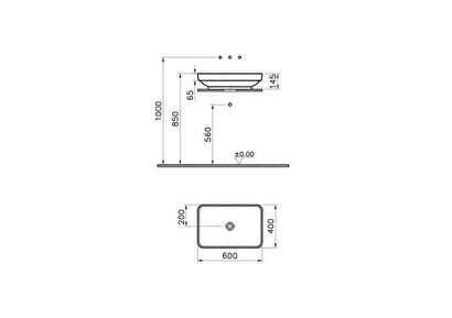 Vitra Water Jewels Dikdörtgen Tezgahüstü Lavabo Altın 60cm | Decoverse