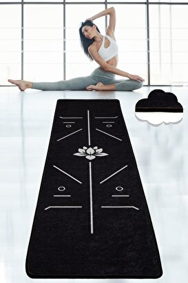 BIKRAM SİYAH 60X200 cm Yoga,Spor,Fitness,Pilates Halısı Yoga Matı Yıkanabilir Kaymaz | Decoverse