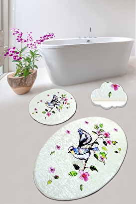  BIRD NEST 2 Li Set Banyo Halısı Paspas Yıkanabilir Kaymaz Taban Klozet Takımı | Decoverse