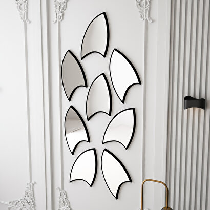 Arnetti Damla Large Siyah Modern Dekoratif 8 Parça Ayna | Decoverse