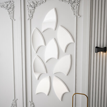 Arnetti Damla Large Beyaz Modern Dekoratif 8 Parça Ayna | Decoverse