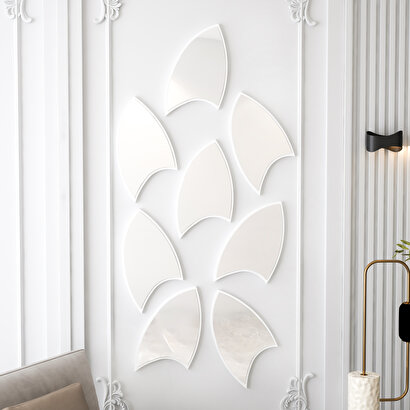 Arnetti Damla Large Beyaz Modern Dekoratif 8 Parça Ayna | Decoverse