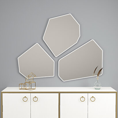 Arnetti Zen Beyaz 3 Parça Modern Dekoratif Salon Ayna | Decoverse