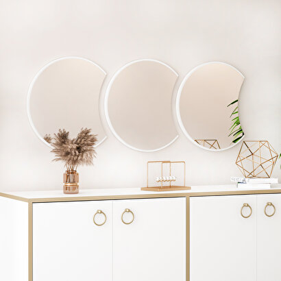 Arnetti Royal Medium Beyaz 3 Parça Modern Dekoratif Ayna | Decoverse