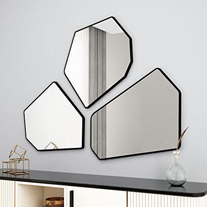 Arnetti Zen Siyah 3 Parça Modern Dekoratif Salon Ayna | Decoverse
