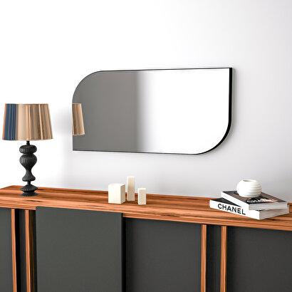 Arnetti Lume Siyah Tek Parça Modern Dekoratif Ayna | Decoverse