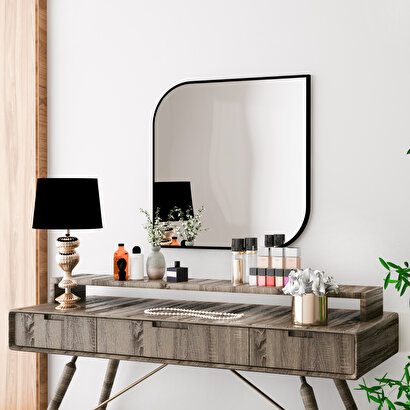 Arnetti Kappa Siyah Tek Parça Modern Dekoratif Ayna | Decoverse