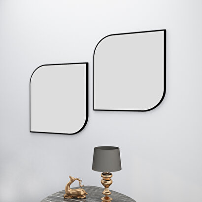 Arnetti Vero Siyah 2 Parçalı Modern Dekoratif Salon Ayna | Decoverse