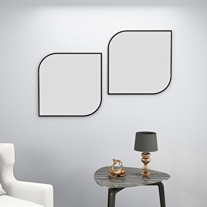 Arnetti Vero Siyah 2 Parçalı Modern Dekoratif Salon Ayna | Decoverse