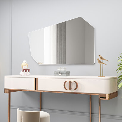 Arnetti Tarz Beyaz Tek Parça Modern Dekoratif Salon Ayna | Decoverse