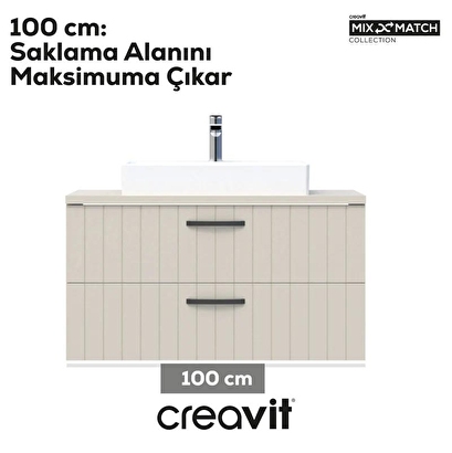 Creavit D10 Next Lavabo Dolabı İki Çekmeceli 100 cm Dafne Lake Kapak | Decoverse