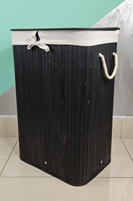 Digithome Dikdörtgen Bambu Çamaşır Sepeti Siyah - CL-6002-05 C1-1-121 | Decoverse