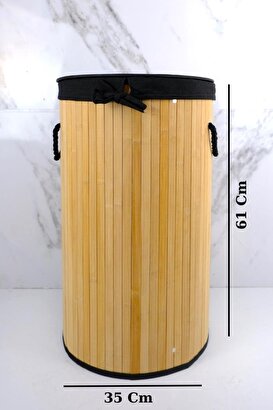  Digithome Yuvarlak Bambu Çamaşır Sepeti Naturel CL-6001-08 C1-1-121 | Decoverse