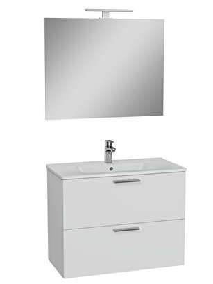 VitrA Mia 75024 Banyo Dolabı Seti, Çekmeceli, 80 cm, Parlak Beyaz | Decoverse