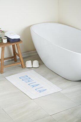 OOH LA LA Doğal Pamuklu Banyo Paspası 50x80 Cm - Mavi | Decoverse