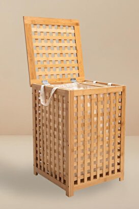 Digithome Bambu Kirli Çamaşır Sepeti Dikdörtgen Kahverengi – H/5 C1-1-289 | Decoverse
