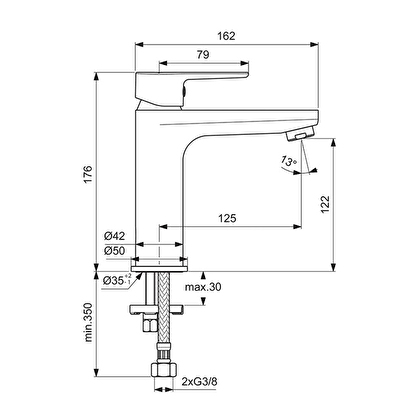  Ideal Standard 

BC554XG Cerafine O H120 Lavabo Bataryası 5L/dk Mat Siyah Sifon Kumandasız | Decoverse