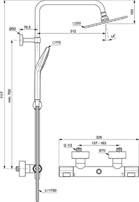  Ideal Standard 

A7240AA Ceratherm T100 Termostatik Duş Sistemi | Decoverse