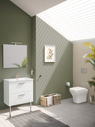  VitrA  Mia 66100 Banyo Dolabı Seti Çekmeceli, Ayaklı, 70 cm, Parlak Beyaz | Decoverse