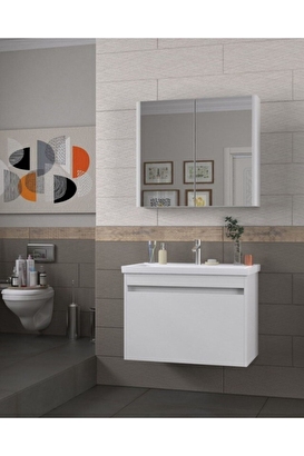 Konak 80 cm Beyaz Banyo Dolabı | Decoverse