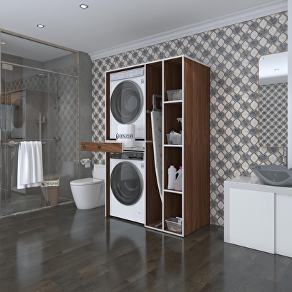 Kenzlife çamaşır-kurutma makinesi dolabı gutas sağ cvz 187*120*60 çekmeceli banyo | Decoverse