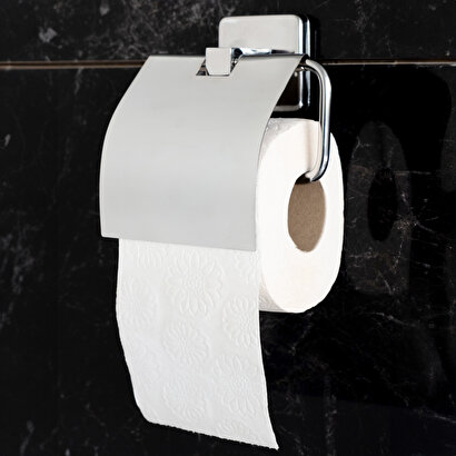 Decordem Banora Infinity Premium Kapaklı Tuvalet Kağıtlığı, Pirinç Paslanmaz, Krom | Decoverse
