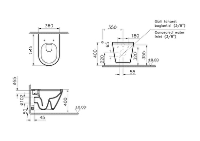 VitrA Integra 7041B003-0090 Rim-ex Asma Klozet, 54 cm, Beyaz | Decoverse