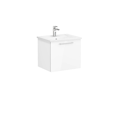 66414 Vitra Root Flat Tek Çekmeceli Lavabo Dolabı, 60 cm, Parlak Beyaz (Köşeli Lavabo Dahil) | Decoverse