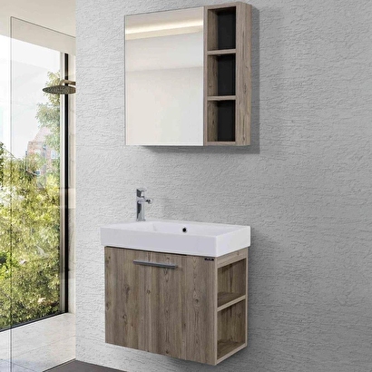  Lineart Trend Banyo Dolabı 65 cm Gri Çam | Decoverse