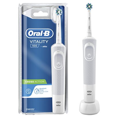Oral-B D100 Vitality Cross Action Şarjlı Diş Fırçası - Beyaz | Decoverse