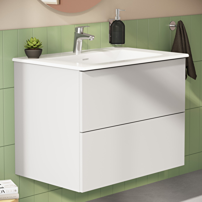 VitrA Metropole Pure 67213 Lavabo Dolabı, 2 Çekmeceli, Mat Açık Gri, 80 cm | Decoverse