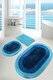  Elips Mavi 3 Lü Set Banyo Halısı Paspas Kaymaz Taban Yıkanabilir