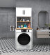  Çamaşır Makinesi Dolabı 3 Raflı Kapaklı Banyo Dolabı Çam - Beyaz