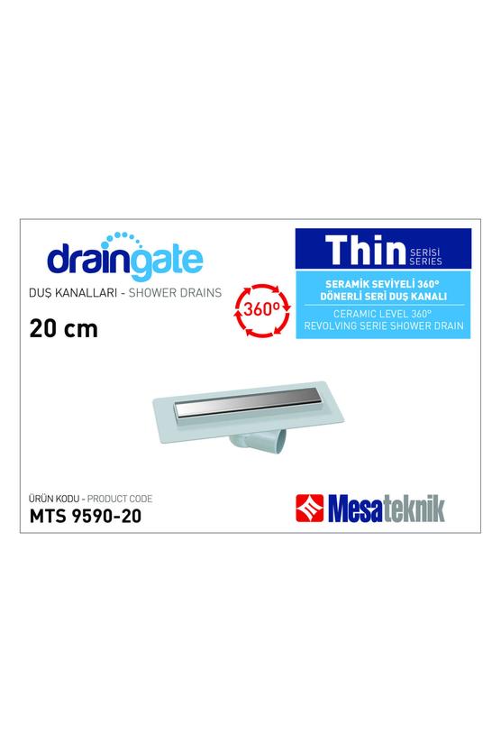  Draingate® Thin Serisi Seramik Seviyeli 360° Dönerli Seri Duş Süzgeci 20cm | Decoverse